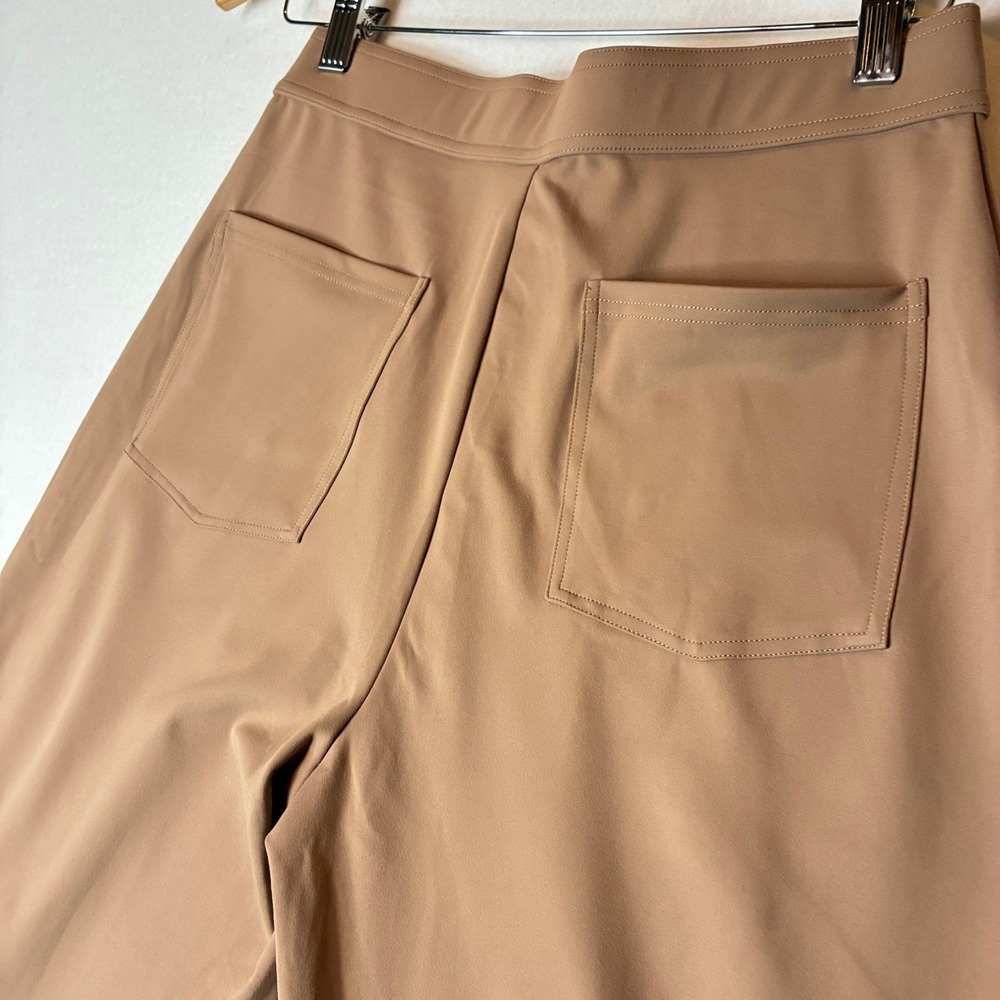 Halara Pants Women's M Petite Tan Wide Leg Button Front Stretch Trousers Pockets - Picture 9 of 11